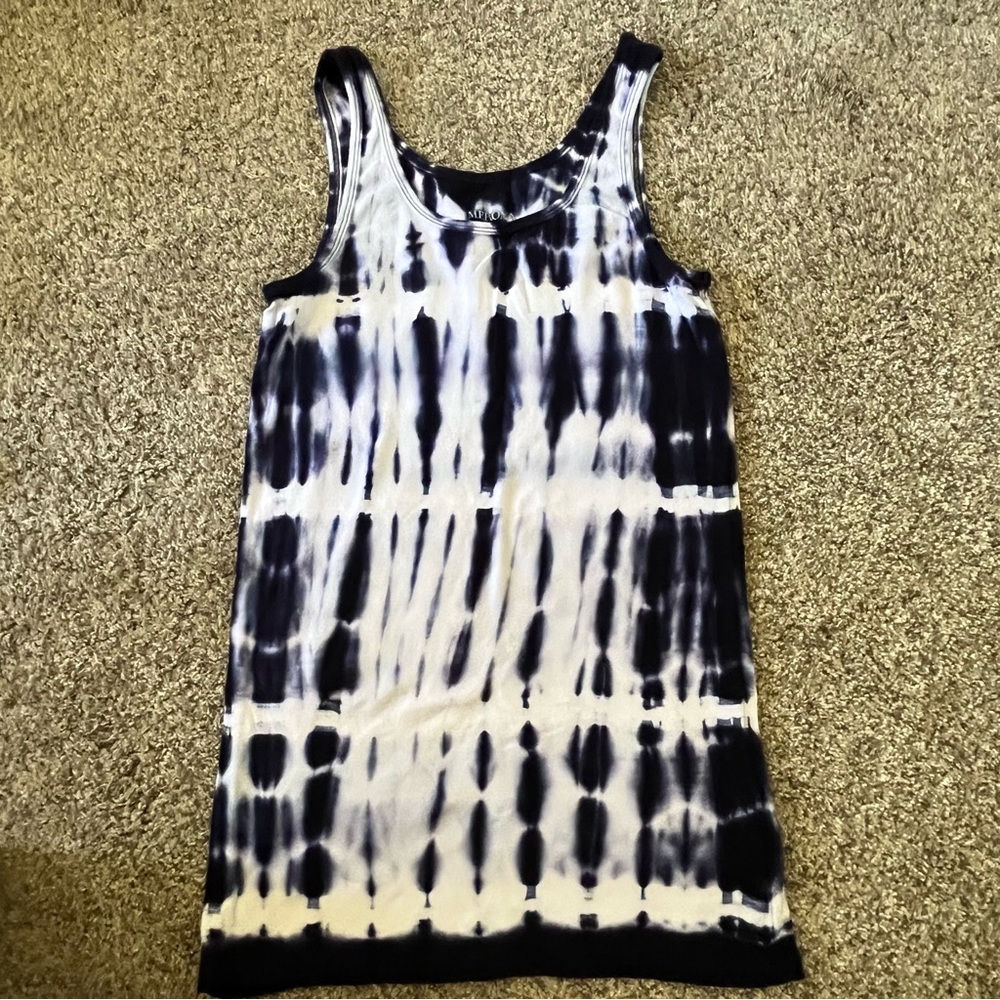 Blue and White Tie-Dye Tank Top